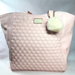Betsey Johnson Pink Quilted Heart Tote Bag